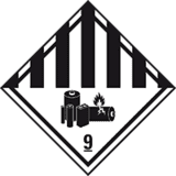 Verpackungskennz.Kl.9A Lithiumbatterien, Folie, seewasserbest.,100 x 100mm, 500 / Rolle