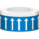 Fließrichtungspfeile, blau / weiß, Polyesterfolie, 50mm, 33m / Rolle