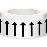 Fließrichtungspfeile, weiß / schwarz, Polyesterfolie, 50mm, 33m / Rolle