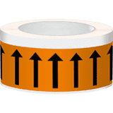 Fließrichtungspfeile, orange / schwarz, Polyesterfolie, 50mm, 33m / Rolle