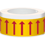 Fließrichtungspfeile, gelb / rot, Polyesterfolie, 50mm, 33m / Rolle