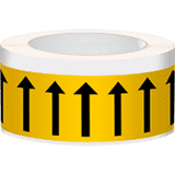 Fließrichtungspfeile, gelb / schwarz, Polyesterfolie, 50mm, 33m / Rolle