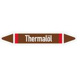 RKZ- Etikett Thermalöl, DIN 2403, braun / weiß / rot, f. Ø 40-60mm, 218 x 37mm, 5 / Bogen