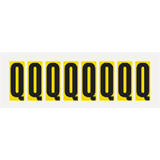 Buchstabe Q, gelb / schwarz, Folie, Schrifthöhe 50mm, 22 x 57mm, 160 Stück / VE