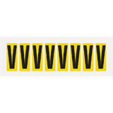 Buchstabe V, gelb / schwarz, Folie, Schrifthöhe 50mm, 22 x 57mm, 160 Stück / VE