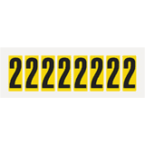 Ziffer 2, gelb / schwarz, Folie, Schrifthöhe 50mm, 22 x 57mm, 160 Stück / VE