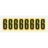 Ziffer 6, gelb / schwarz, Folie, Schrifthöhe 50mm, 22 x 57mm, 160 Stück / VE