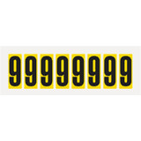 Ziffer 9, gelb / schwarz, Folie, Schrifthöhe 50mm, 22 x 57mm, 160 Stück / VE