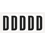 Buchstabe D, weiß / schwarz, Folie, Schrifthöhe 75mm, 38 x 88mm, 100 Stück / VE