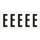 Buchstabe E, weiß / schwarz, Folie, Schrifthöhe 75mm, 38 x 88mm, 100 Stück / VE