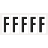 Buchstabe F, weiß / schwarz, Folie, Schrifthöhe 75mm, 38 x 88mm, 100 Stück / VE