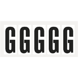 Buchstabe G, weiß / schwarz, Folie, Schrifthöhe 75mm, 38 x 88mm, 100 Stück / VE