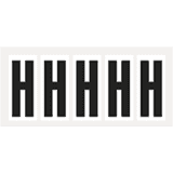 Buchstabe H, weiß / schwarz, Folie, Schrifthöhe 75mm, 38 x 88mm, 100 Stück / VE