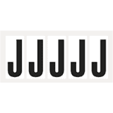 Buchstabe J, weiß / schwarz, Folie, Schrifthöhe 75mm, 38 x 88mm, 100 Stück / VE