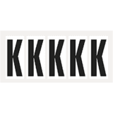 Buchstabe K, weiß / schwarz, Folie, Schrifthöhe 75mm, 38 x 88mm, 100 Stück / VE