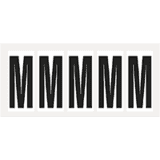 Buchstabe M, weiß / schwarz, Folie, Schrifthöhe 75mm, 38 x 88mm, 100 Stück / VE