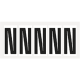 Buchstabe N, weiß / schwarz, Folie, Schrifthöhe 75mm, 38 x 88mm, 100 Stück / VE