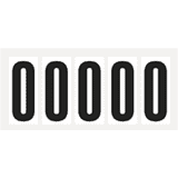 Buchstabe O, weiß / schwarz, Folie, Schrifthöhe 75mm, 38 x 88mm, 100 Stück / VE