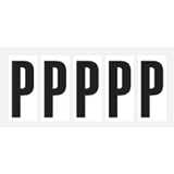 Buchstabe P, weiß / schwarz, Folie, Schrifthöhe 75mm, 38 x 88mm, 100 Stück / VE