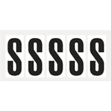 Buchstabe S, weiß / schwarz, Folie, Schrifthöhe 75mm, 38 x 88mm, 100 Stück / VE