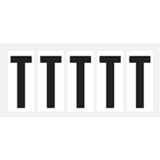 Buchstabe T, weiß / schwarz, Folie, Schrifthöhe 75mm, 38 x 88mm, 100 Stück / VE