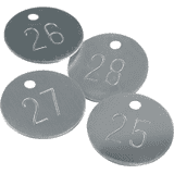 Kennzeichnungsmarken, fortlaufend nummeriert, Aluminium, Ø 20mm, 100 / VE