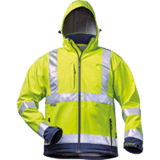Warnschutz Softshell- Jacke ELYSEE, Kat.II, EN ISO 20471/3, gelb / marine, Größe L