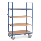 fetra Etagenwagen, blau, Stahl, 4 Böden, Ladefläche 1000 x 700mm, Tragkraft 500kg, 72kg
