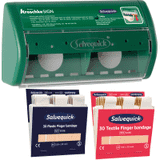 Vorteils- Set Salvequick® Pflasterspender, Wandb., wasserfest, elastisch Fingerverb.