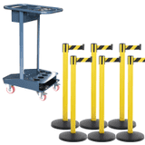 Transportwagen- Set mit Gurtpfosten Stahl, gelb, Gurt gelb / schwarz, K.57 Caddie