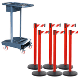 Transportwagen- Set mit Gurtpfosten Stahl, rot, Gurt rot / weiß, K.57 Caddie