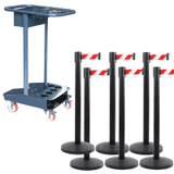 Transportwagen- Set mit Gurtpfosten Stahl, schwarz, Gurt rot / weiß, K.57 Caddie