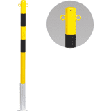 K.57 Absperrpfosten Bern, 2 Kettenösen, herausnehmbar, gelb / schwarz, Ø 60mm, 1400mm