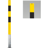 K.57 Absperrpfosten Bern, ohne Kettenöse, herausnehmb., gelb / schwarz, 70 x 70mm, 1400mm