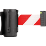 Wandkassette, schwarz, Stahl, Gurt rot / weiß, 50mm, 4m