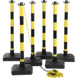 Klapppfosten- Set, 6-teilig, gelb / schwarz, Kunststoff, H 900mm, inkl. Kette