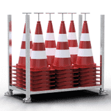 Schake Leitkegel Traverse, inkl. 36 einteil.Leitkegel 750mm, Stahl, 1462 x 792 x 1342mm