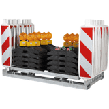 K.57 Vorteils- Set Baustellensicherung, Trav., Baken RA1, Fußplatte, Lampen, Gurte