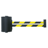 RS- GUIDESYSTEMS Wandkassette, Gurt: gelb / schwarz schraffiert, Reflexstreifen, 7m