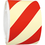 PERMALIGHT® power Warnmarkierungsband, links, weiß nachl./rot, 100mm, 16m / Rolle