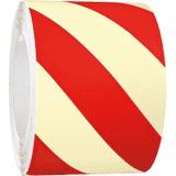 PERMALIGHT® power Warnmarkierungsband, rechts, weiß nachl./rot, 100mm, 16m / Rolle