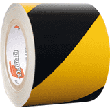 ORALITE® Reflexfolie, linksweisend, teilreflektierend, gelb / schwarz, 100mm, 25m / Rolle