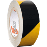 ORALITE® Reflexfolie, linksweisend, teilreflektierend, gelb / schwarz, 50mm, 25m / Rolle