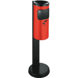 Abfall- / Ascher- Kombination, mit Standfuß, rot, Stahlblech, 10 l, Ø180mm, 825mm