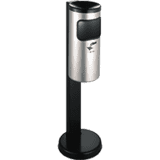 Abfall- / Ascher- Kombination, mit Standfuß, Edelstahl, 10 l, Ø180mm, 825mm