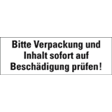 Hinweisetikett Verp./Inhalt... prüfen, weiß, Haftpapier, perm.,147 x 50mm, 250 / Rolle