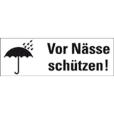Hinweisetikett Vor Nässe schützen!, weiß, Haftpapier, perm.,147 x 50mm, 250 / Rolle