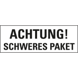 Hinweisetikett Achtung! Schweres Paket, weiß, Haftpapier, perm.,147 x 50mm, 250 / Rolle