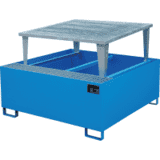 BAUER Stahl- Auffangwanne IBC, blau lackiert (RAL 5012),1460 x 1083 x 1460mm, 194kg