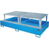 BAUER Stahl- Auffangwanne IBC, blau lackiert (RAL 5012),1460 x 863 x 2650mm, 280kg